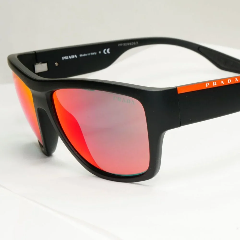 Men's Prada Blue Red Mirror Square Sunglasses